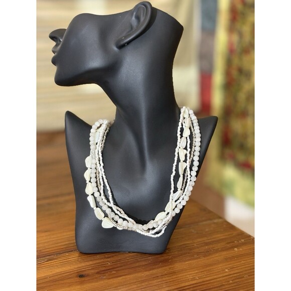 Vintage VJ Victor Jansen 5 String Necklace White Beaded - Picture 3 of 14